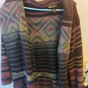 Lane Bryant Purple and Pink Patterned Cardigan